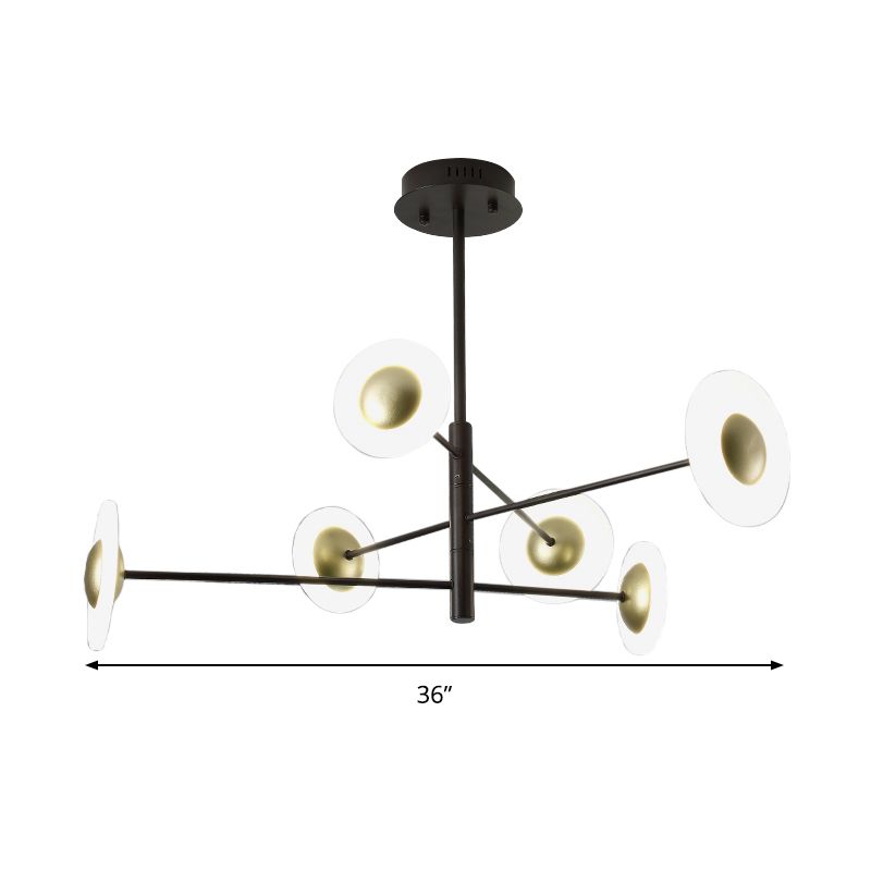 3 livelli da letto per illuminazione lampadario Metal 6 Luci Luce a sospensione moderna in nero in nero