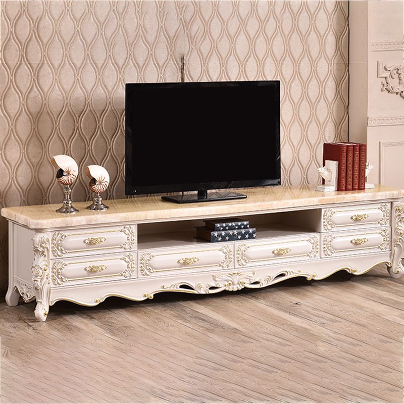 Open Storage Stand Console Glam TV Media Console with Drawers