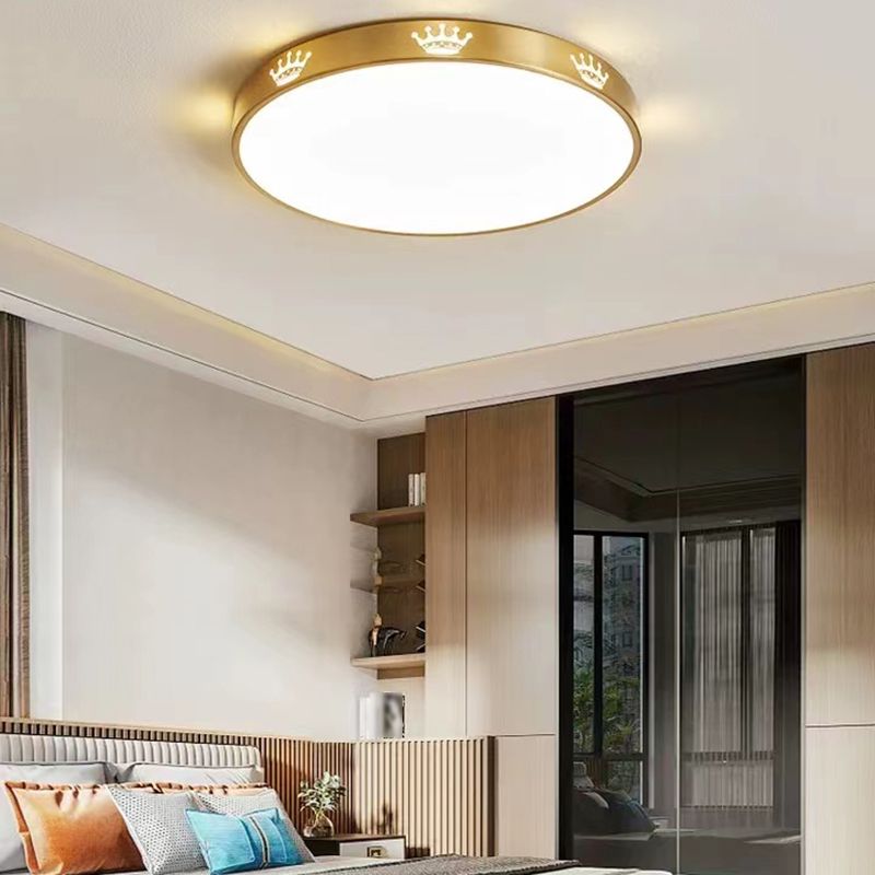 Modern Flush Mount Light Fixtures 1 Light Flush Mount Ceiling Light in Gold Finish