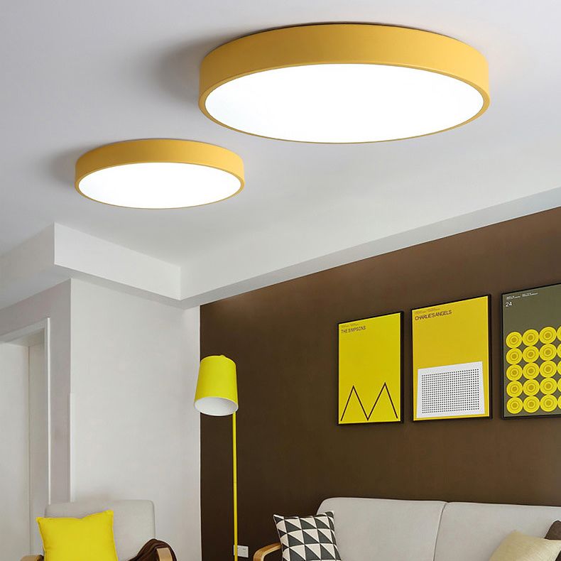 1-Light Round Flush Mount Ceiling Light Fixtures Modern Metal Led Flush Mount