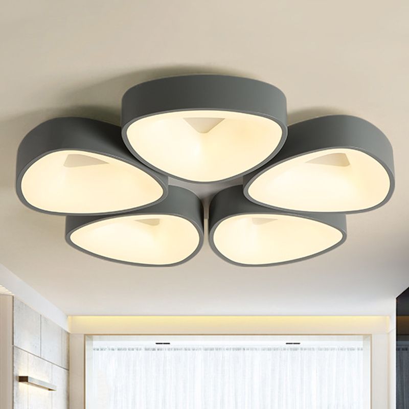 Coconut Gris Coque Flush Fixture Nordique 3/5 Feux Acrylique Ceiling Lamp en blanc / Warm / Natural Light