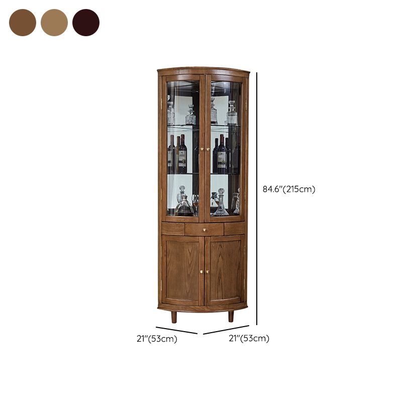 Contemporary Display Stand Ash Glass Doors Buffet Cabinet with Doors for Living Room