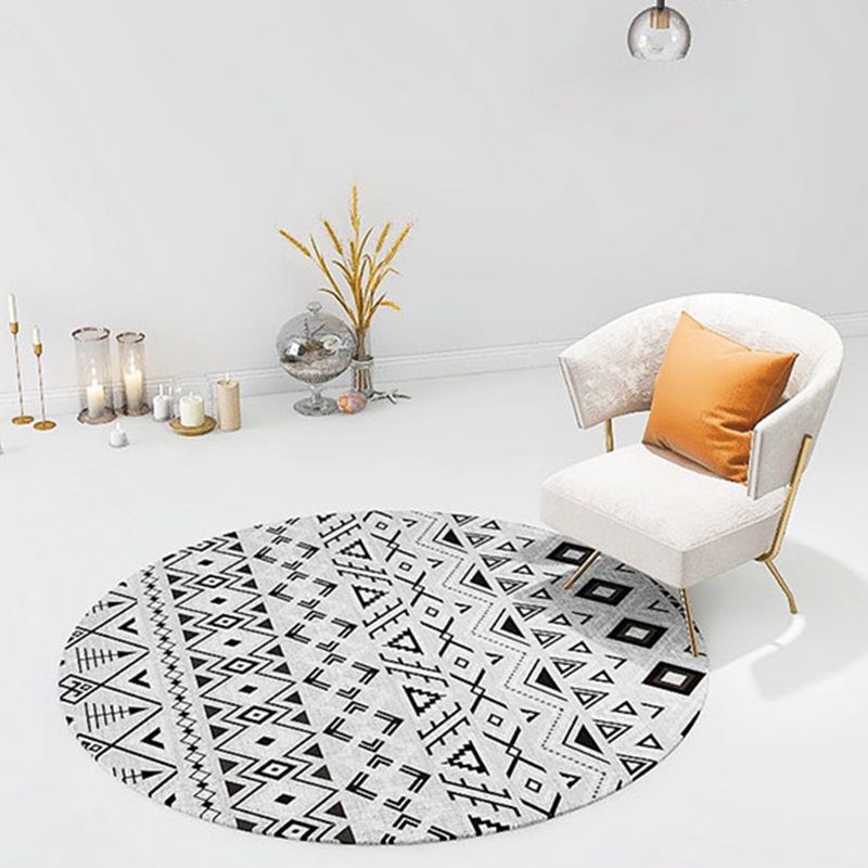 Ronde grijze tonen vintage gebied tapijt polyester tribal print tapijt niet-slip achterste binnenkleed tapijt voor slaapkamer