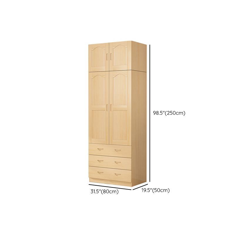 Solid Wood Kid's Wardrobe Country Light Wood Armoire Closet with Adjustable Shelves