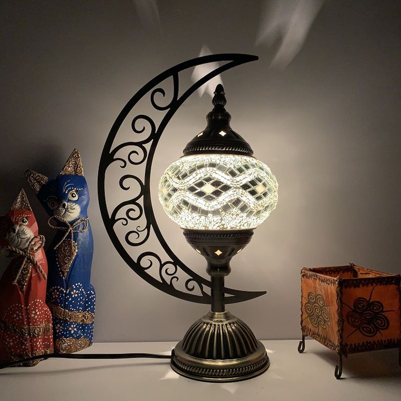 Vintage Style Turkish Mosaic Desk Light Glass Lamp Shade Table Lamp Fixture