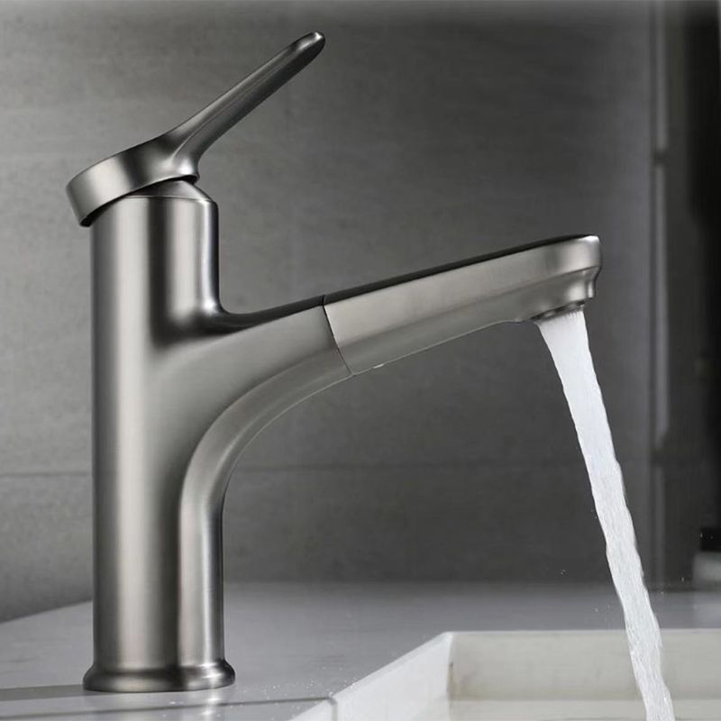 Modern Style Retractable Vessel Faucet Copper Single Handle Vessel Faucet for Bathroom