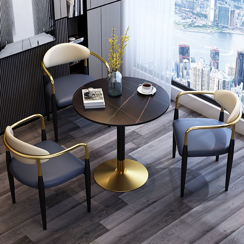 Arm Dining Chairs Industrial Faux Leather Side Chairs for Dining Room