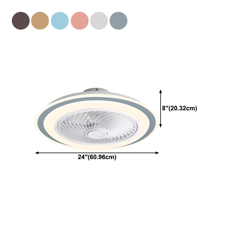 Modern Style Round Shape Ceiling Fan Lamp Metal 1 Light Ceiling Fan Lighting for Bedroom