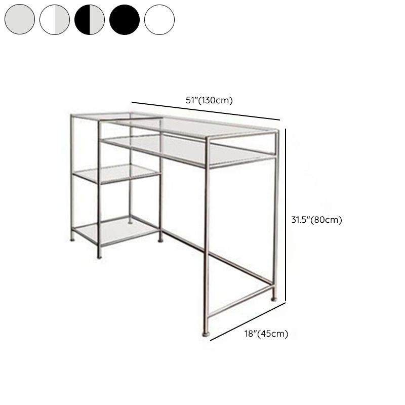 Modern Glass Top Writing Desk 31.5" Tall Rectangular Office Desk