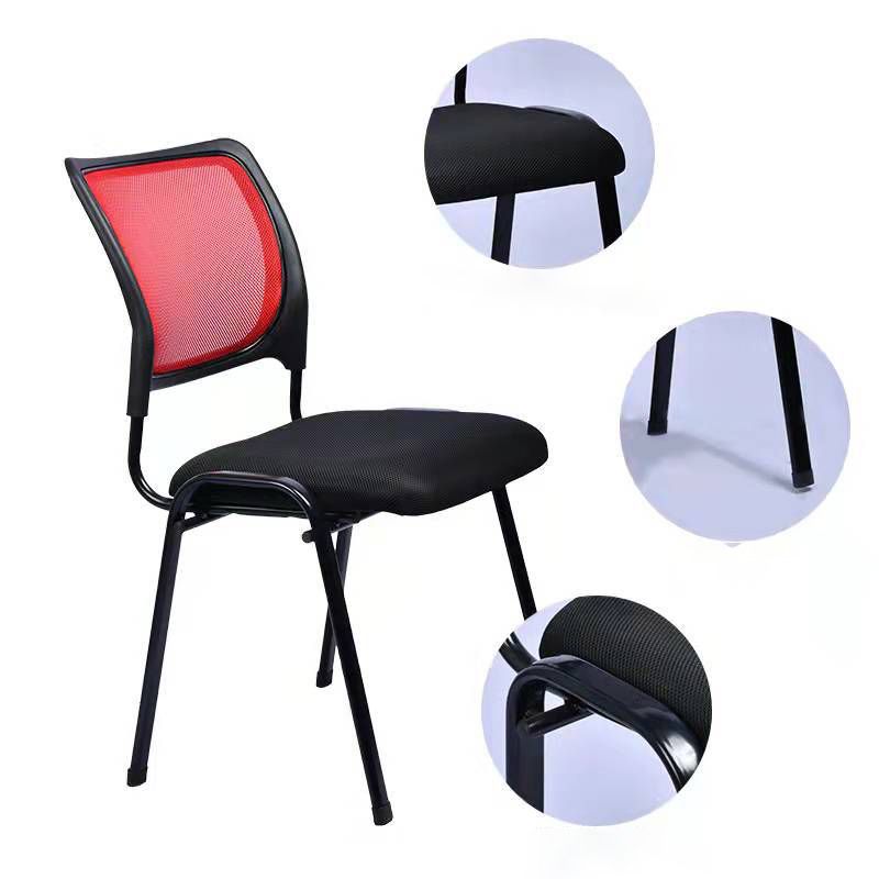 Armless Conference Chair with Metal Frame Modern Task Chair with Black Legs