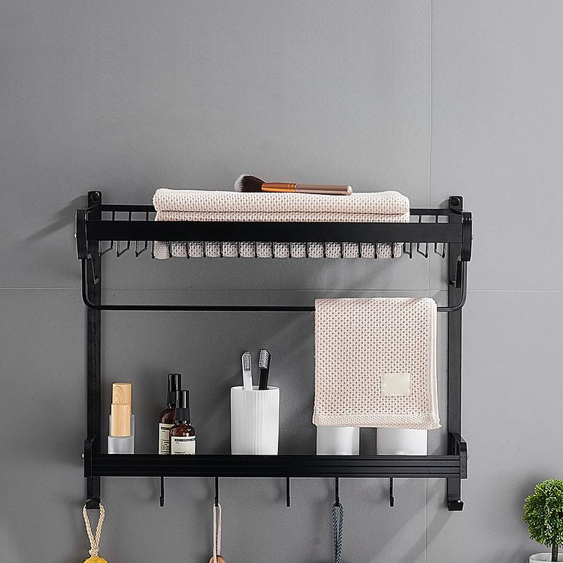 Black / Sliver Bathroom Accessory Aluminum Hardware Set Bath Shelf