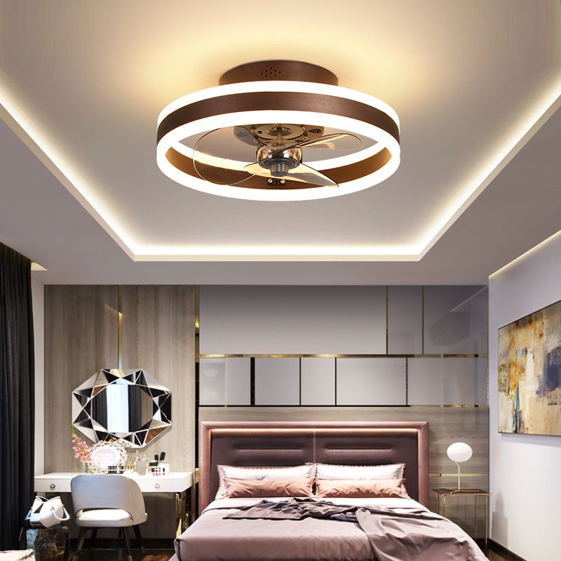 Acrylic Circular LED Flush Mount in Modern Concise Style Iron 2-Light Ceiling Fans for Bedroom