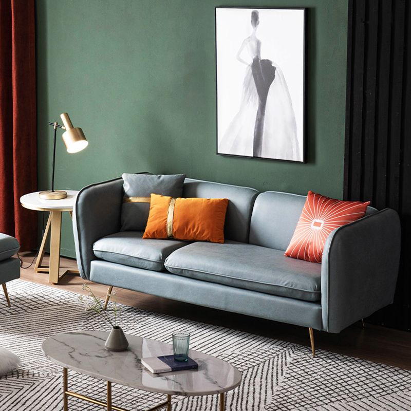Sofá de brazo cuadrado de 3 plazas modernas de cuero estándar para sala de estar para sala de estar
