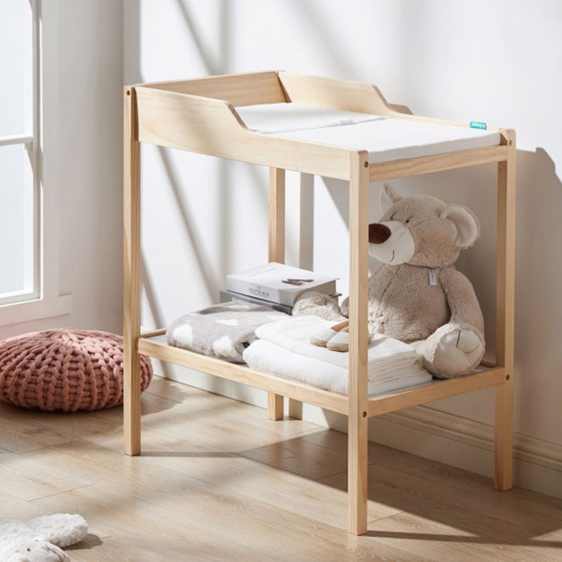 Wooden Baby Changing Table Flat Top Changing Table with Safety Rails