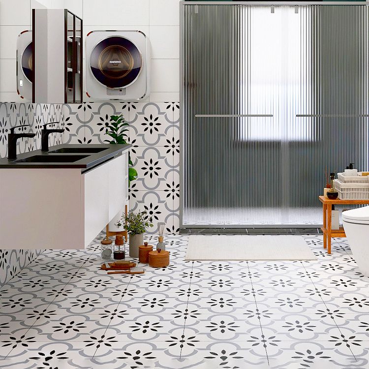 Patterned Rectangular Tile Modern Straight Edge Glazed Floor Tile