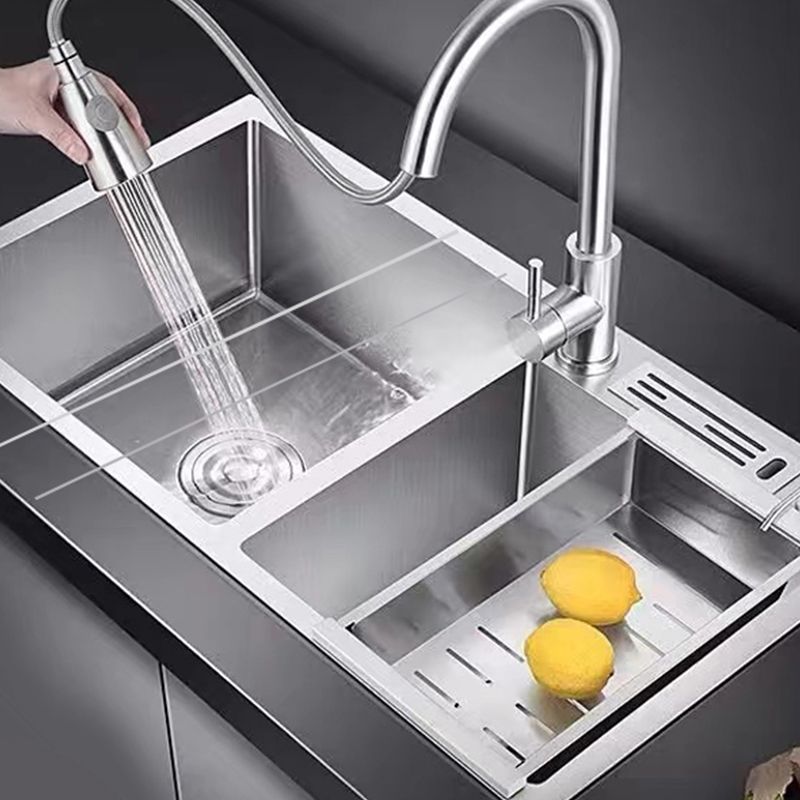 Modern Style Kitchen Sink Drop-In Noise-cancelling Design Kitchen Double Sink