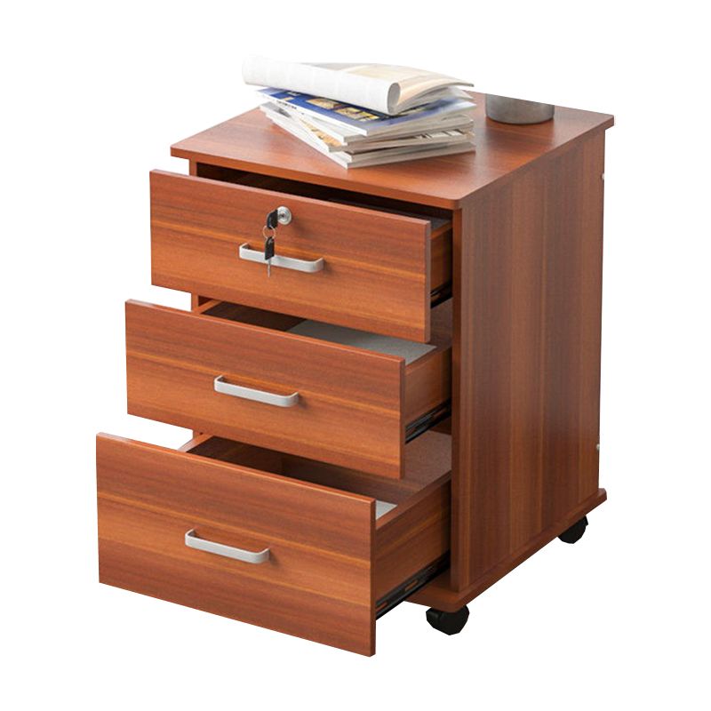 Modern Style Vertical Filing Cabinet Wood Locking Storage Filing Cabinet with Wheels