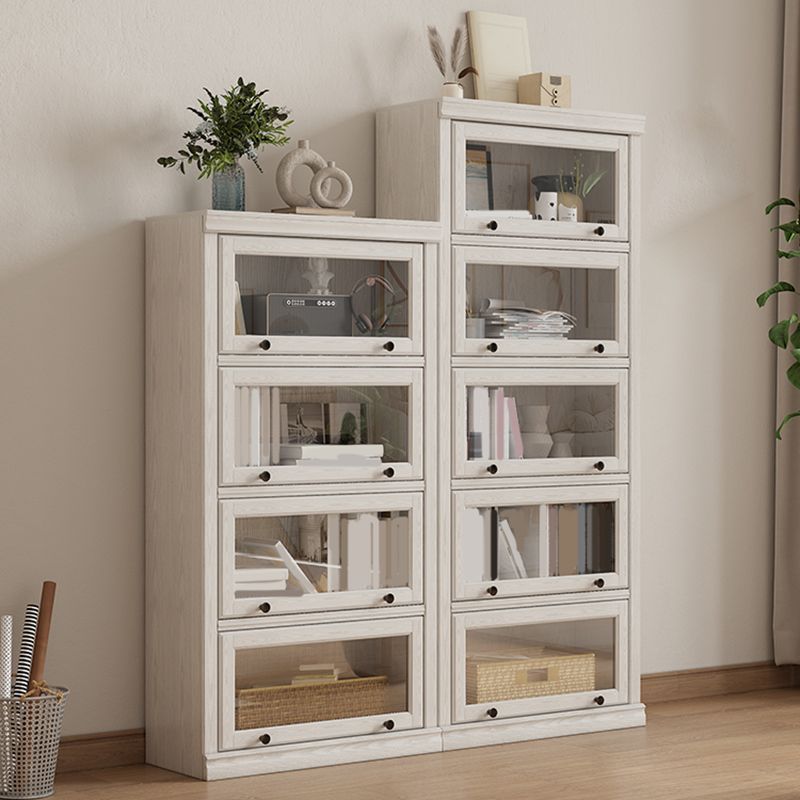 Contemporary Engineered Wood Bookcase White Standard Shelf with Doors