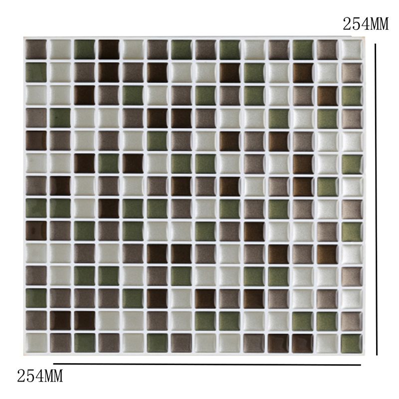 Mosaic Tiles Wallpaper Panel Set Grey PVC Wall Art, Peel and Paste, 9.8' L x 9.8" W