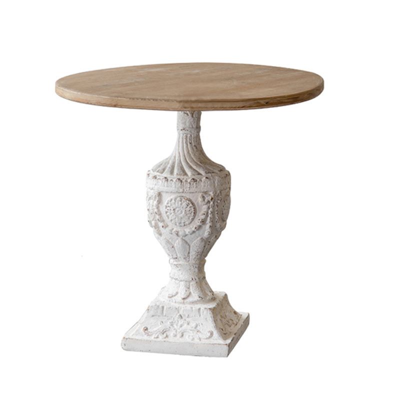 French Country Style Cocktail Table Solid Wood with White/black Metal Base Coffee Table