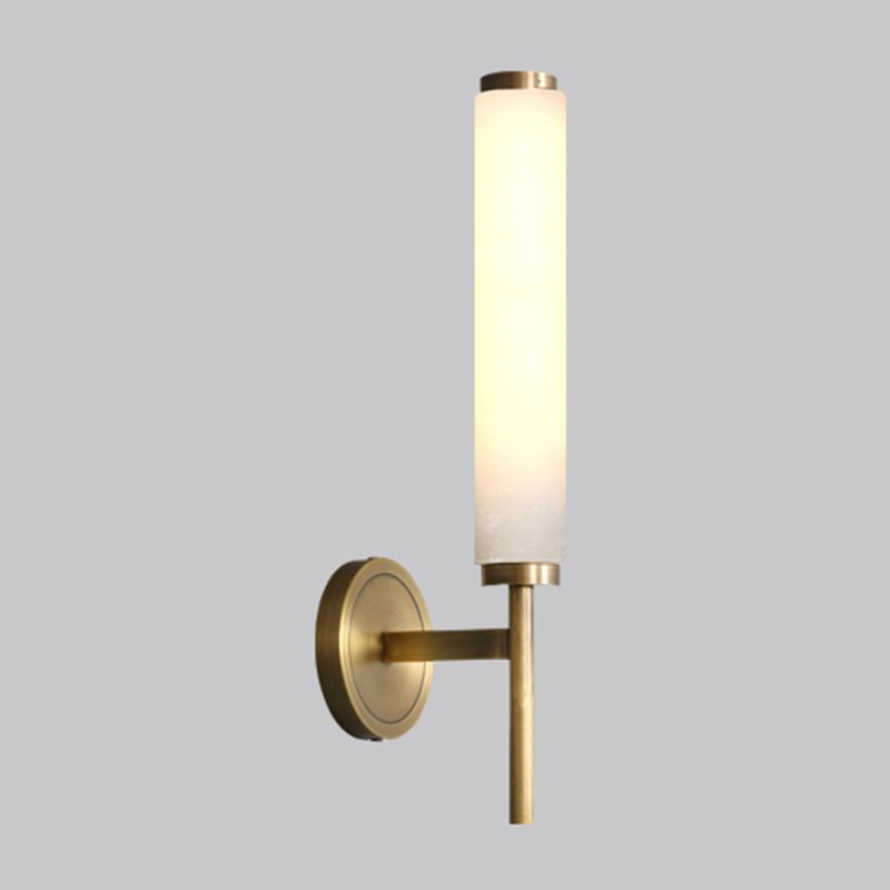 1 / 2 - Light Bath Sconce Brass and Marble Traditional Bathroom Vanity Lighting in Gold