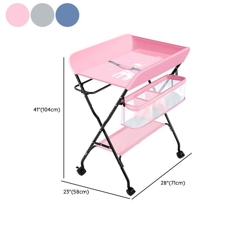 Modern Metal Baby Changing Table with Changing Pad Folding Flat Top Changing Table