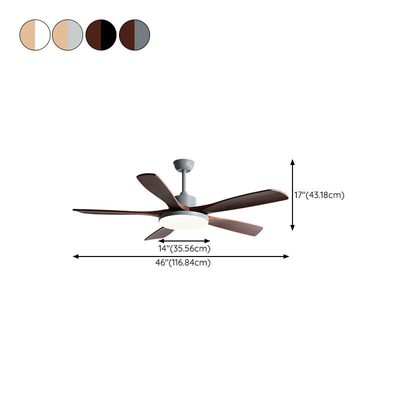 Contemporary Ceiling Fan 5 - Blades Metal and Wood LED Fan Lighting