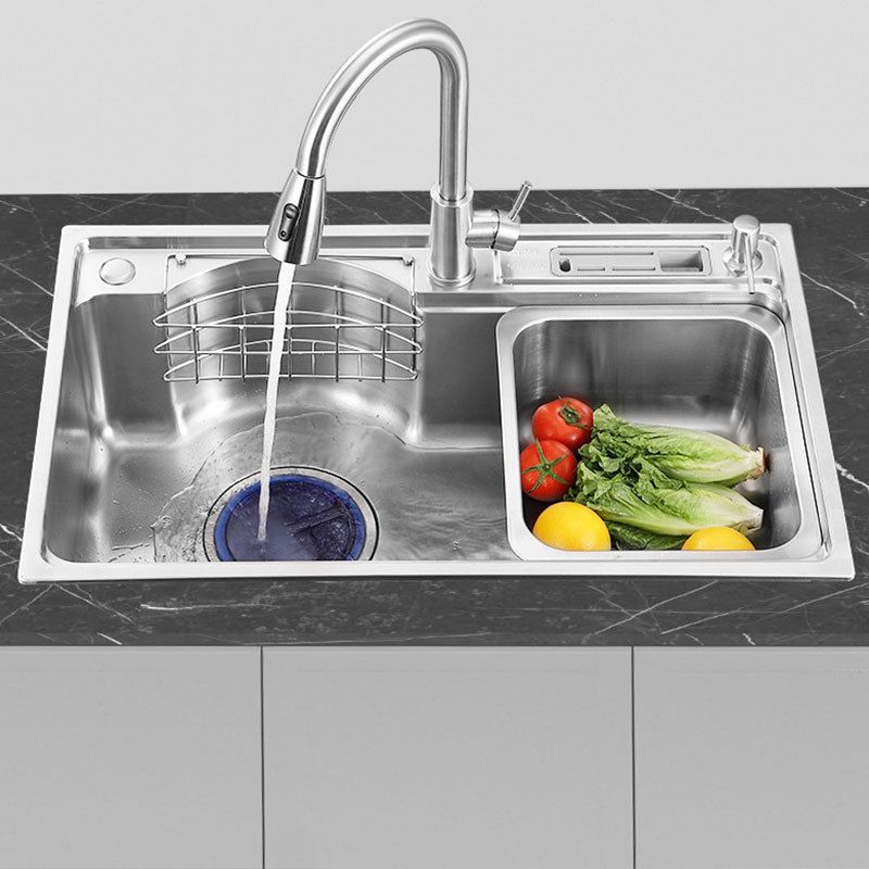 Stainless Steel Kitchen Sink 2 Holes Overflow Hole Design Drop-In Kitchen Sink