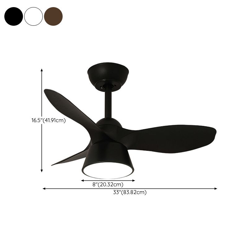 Minimalist LED Fan Light Fixture in Black / White Metal and Plastic Ceiling Fan