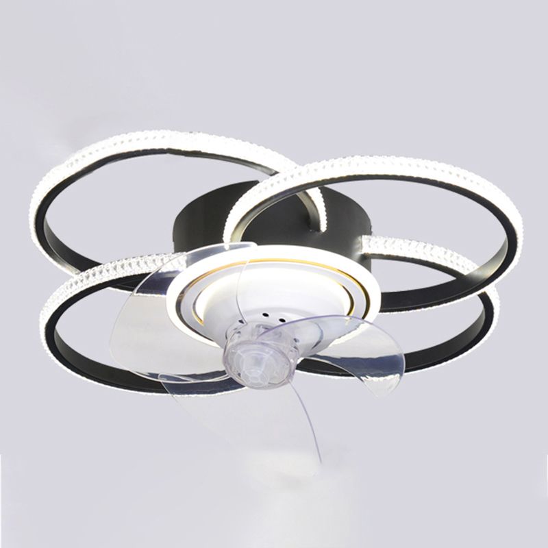 Geometric Shape Metal Ceiling Fan Modern Style Multi Lights  Ceiling Fan Lamp