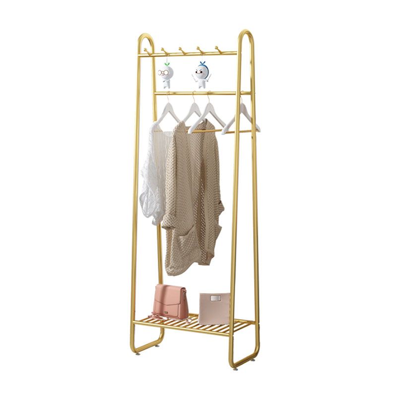 Modern Clothes Hanger Coat Hooks Free Standing Coat Rack with Storage Shelves