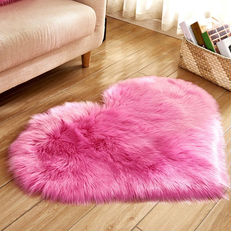 Heart Shape Solid Color Rug Multi-Color Simple Area Carpet Fluffy Anti-Slip Backing Pet Friendly Indoor Rug for Living Room