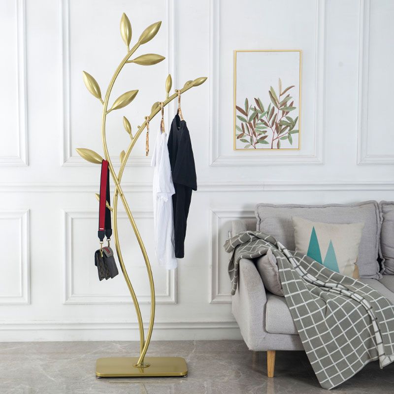 Modern Hall Tree Metal Entry Hall Tree with Hooks Coat Hanger