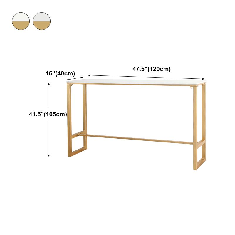 Glam White Table with Rectangle Table Top Gold Trestle Table - 41.3" H