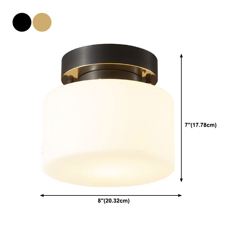 Contemporary Ceiling Lighting Drum Flush Mount Fixture with Glass for Vestibule