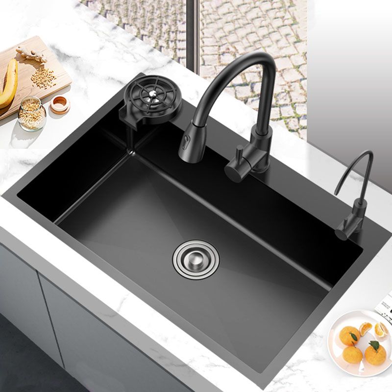 Kitchen Sink Noise-cancelling Design Stainless Steel Drop-In Kitchen Sink with Faucet