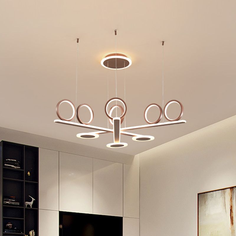 Coffee Ring Pendant Chandelier Contemporary Acrylic LED Suspension Light in Warm/White Light, 31.5"/39" Wide