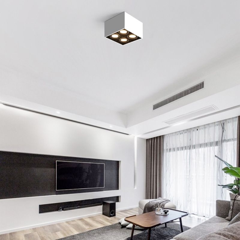 Contemporary Square Shape Ceiling Light with Aluminum Shade for Living Room