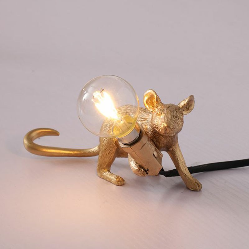 Kids Style Mouse Shaped Table Lamp Resin 1-Light Bedside Night Lighting for Decoration