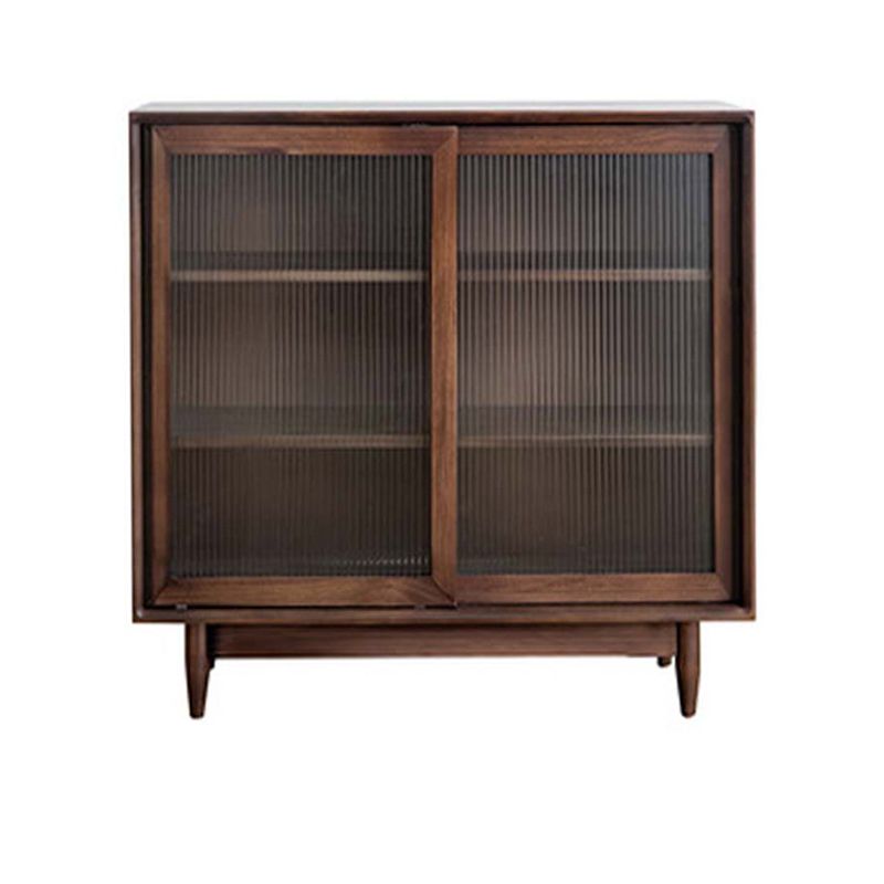 Pine Wood Dining Server Modern Kitchen Sideboard with Glass Door