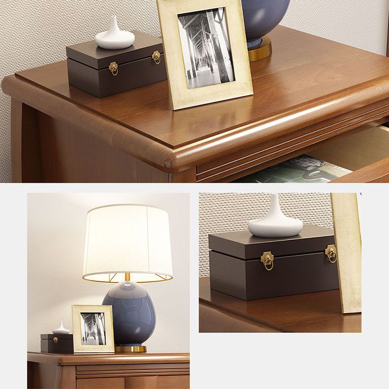 Solid Wood Night Table Modern Minimalist Bedside Table with Drawers