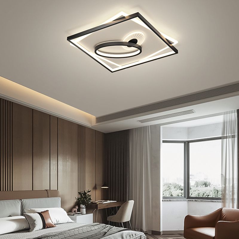 Modern Style Square Shape Ceiling Fixtures Metal 4 Light Ceiling Mounted Lights