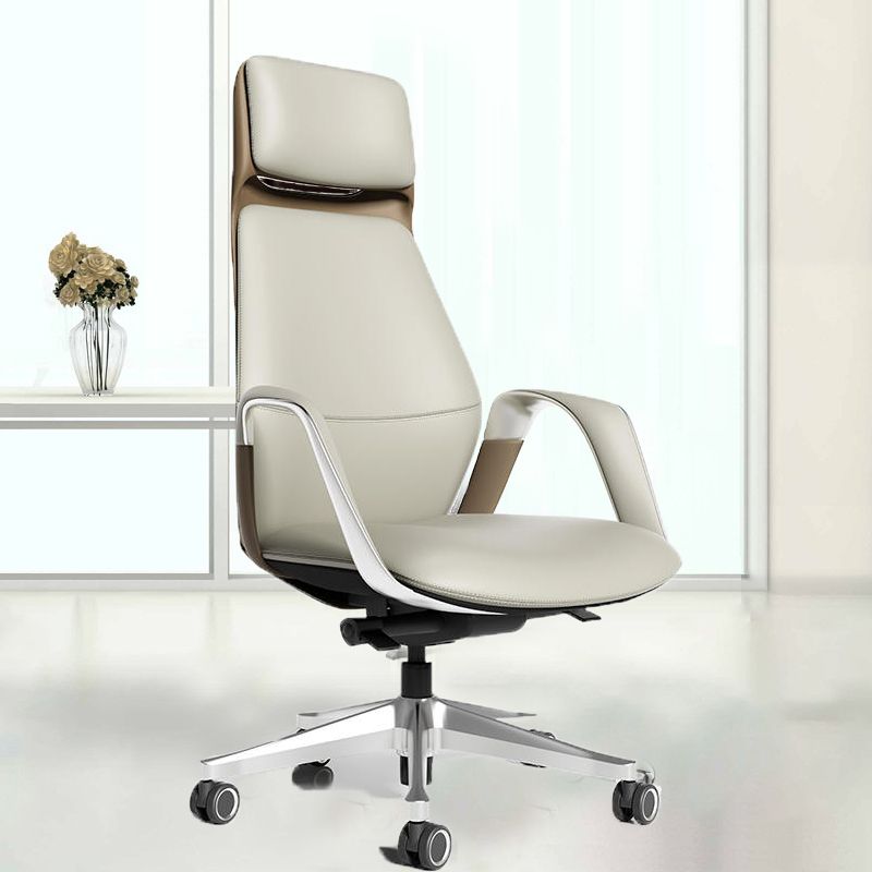 Modern Office Chair Leather Tilt Mechanism No Distressing Ergonomic Desk Chair with Wheels