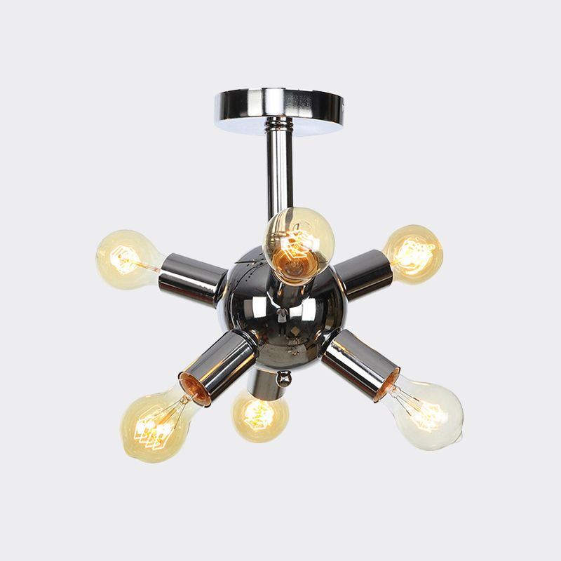 Chrome/Gold Sputnik Semi Flush Mount Vintage Iron 6/9/12 Lights Restaurant Flush Ceiling Lamp Fixture