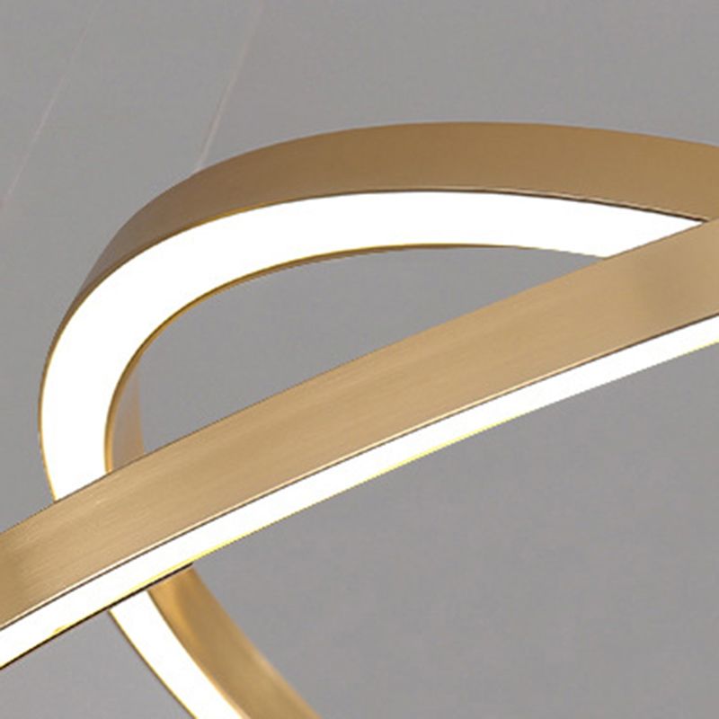 Aluminum Loop Shaped Chandelier Contemporary Gold LED Hanging Pendant Light