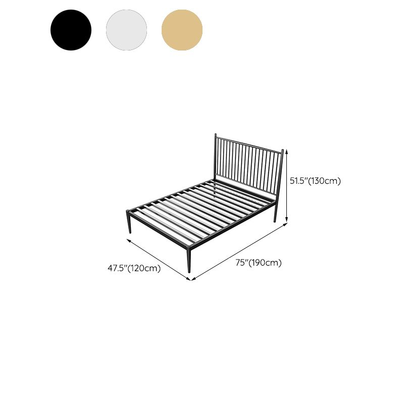 Contemporary Metal Open-Frame Bed Slat Rectangular Slat Bed with Metal Legs