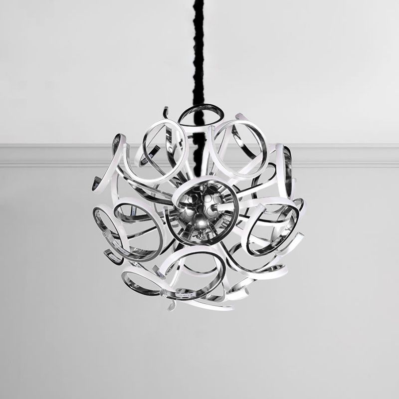 Globe Chandelier Pendant Light Contemporary Acrylic 12/18/24 Lights Gold/Silver Hanging Ceiling Light in White/Warm