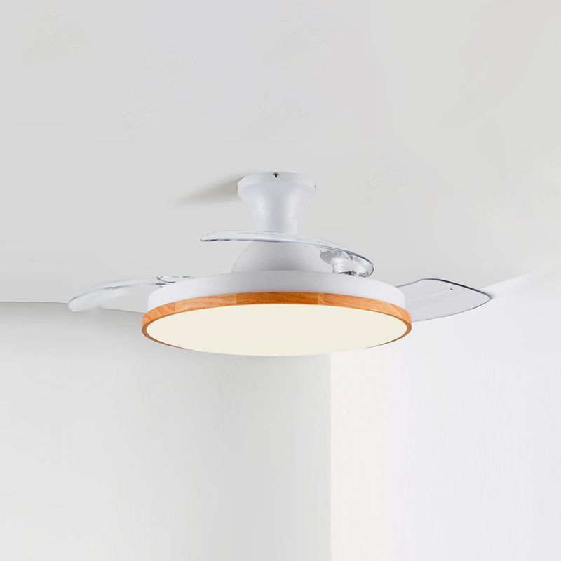 Semi Flush Mount Fan Light Minimalist Round Ceiling Light with Retractable Blades