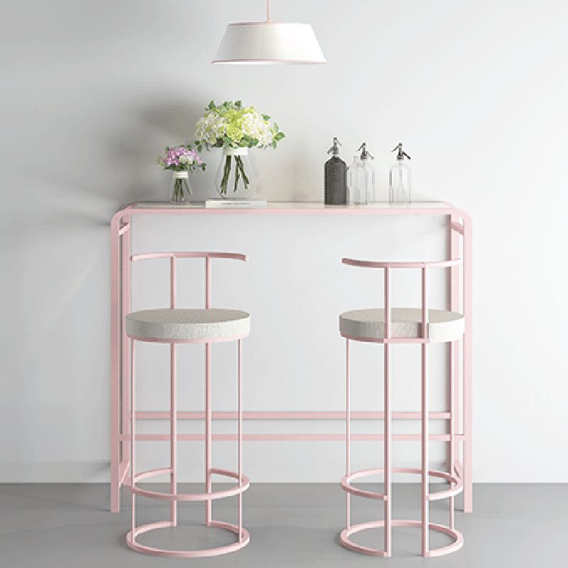 White and Pink Modern Style Bar Table in Wood and Metal Bar Table Milk Tea Shop Bar Table