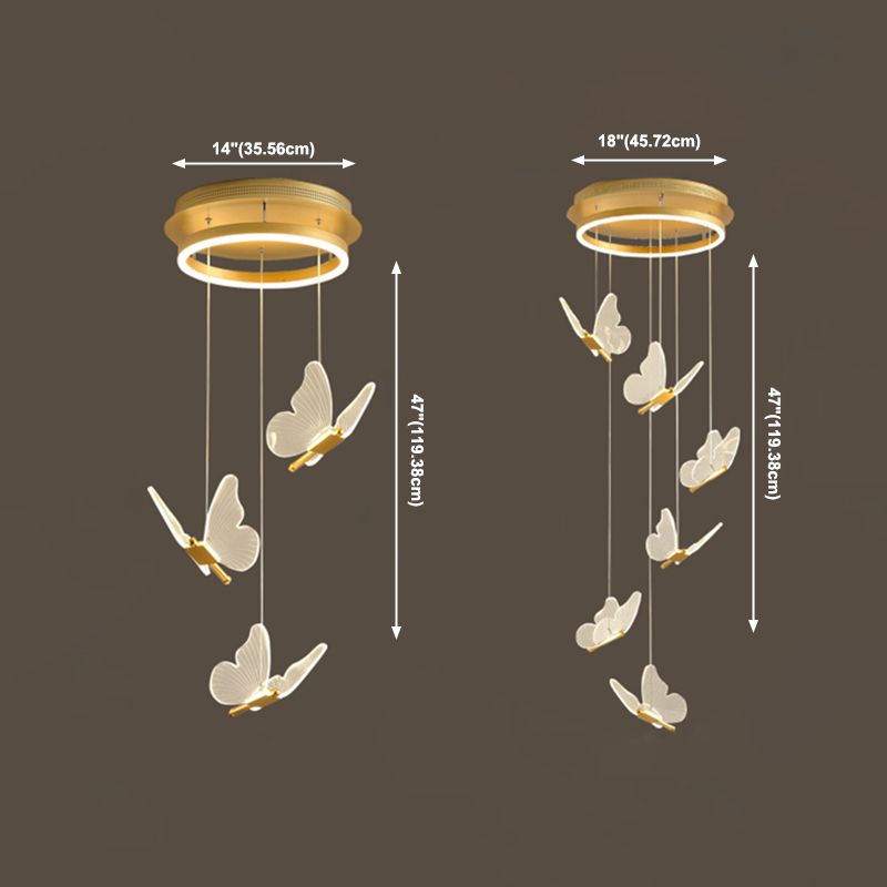 Modern Style Butterfly Hanging Ceiling Light Clear Acrylic Pendant Lighting Fixtures